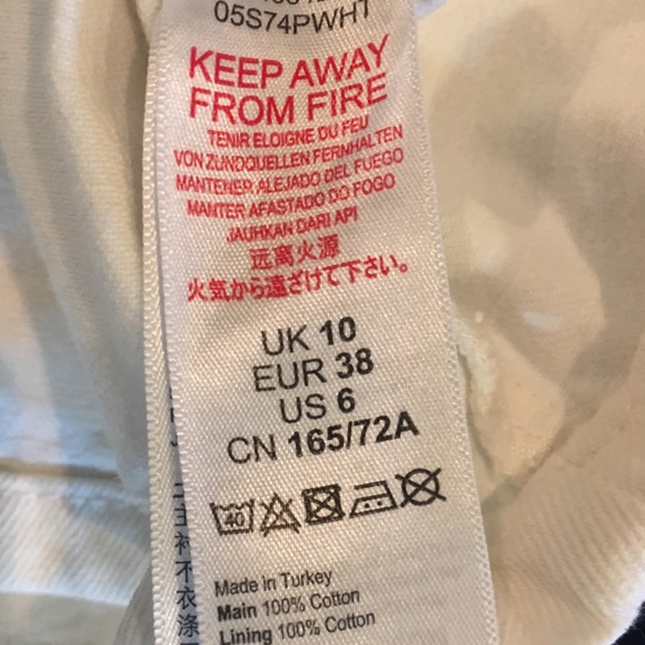 Topshop White Denim Skirt sz 6    100 % cotton - Picture 5 of 6